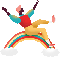 Black Man Sliding On Rainbow Sticker - Proudly Me Over The Rainbow Google Stickers