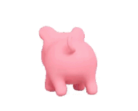a 3d rendering of a pink piggy bank on a white background .