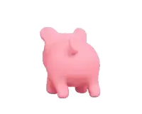 a 3d rendering of a pink piggy bank on a white background .