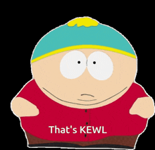 a cartoon character with a red shirt that says that 's kewl on it