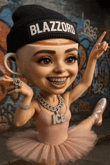 a cartoon character wearing a beanie that says blazzord