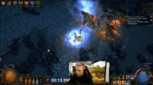 a man is playing a video game with a time of 02:13:39