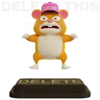 a cartoon hamster wearing a pink hat that says grind