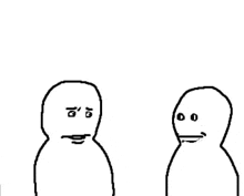 a black and white drawing of two people standing next to each other .