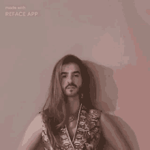 a picture of a man with long hair and a beard is made with the reface app