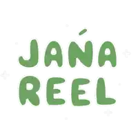 a sticker that says jana reel in green letters
