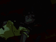 a pixelated image of a girl with purple feathers falling from her hair