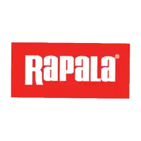 a red and white logo for rapala fishing lures