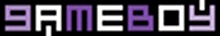 a purple and white gameboy logo on a black background .