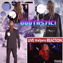 a collage of images with the words live halpen reaction at the bottom