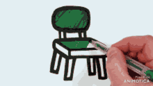 a hand draws a chair with a red marker