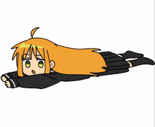 a cartoon drawing of a girl laying on her back with chinese writing behind her