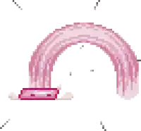 a pixel art drawing of a rainbow with pink hair coming out of it