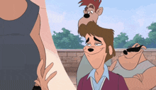 a group of cartoon characters standing next to each other with one wearing sunglasses