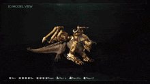 a video game screen shows a 3d model of a dragon