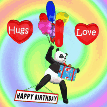Happy Birthday Panda Birthday Present GIF - Happy Birthday Panda Birthday Present Birthday Hugs GIFs