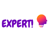 a logo that says expert with a light bulb