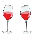 two glasses of red wine on a white background .