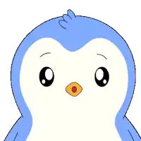 a cartoon of a penguin with a surprised look on its face