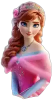 anna from the movie frozen is wearing a tiara and a pink dress