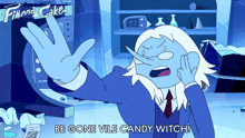 be gone vile candy witch the winter king adventure time fionna and cake leave you wicked witch get out of here witch