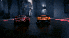 a toy car is driving down a street with a fire coming out of it
