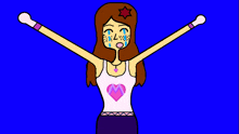 a cartoon of a girl with a pink heart on her chest