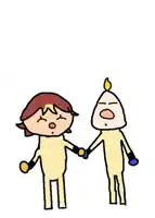 a drawing of a boy and a girl holding hands with their eyes closed