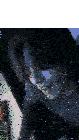 a close up of a person 's face with their hand on their head .