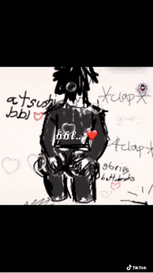 a black and white drawing of a person with a heart on their back and the words " xcap " written on it