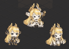 a girl with long blonde hair and a crown of leaves on her head
