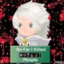 a cartoon character with a sign that says " so far i killed 8946 people "