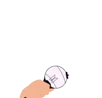 a drawing of a hand holding a purple microphone