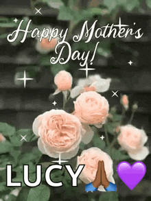 a happy mother 's day greeting card with flowers and a purple heart