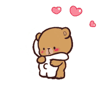 love milk and mocha bear jump hug hearts