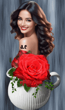a picture of a woman with red roses and the name arita cruz