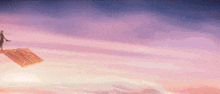 a person standing on a blanket in the sky