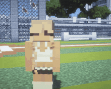 a minecraft character wearing a white tank top and black shorts