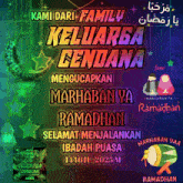 a colorful poster that says " kami dari family keluarga cendana "