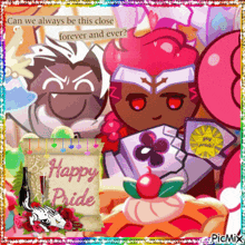 a picture of cartoon characters with the words happy pride written on it
