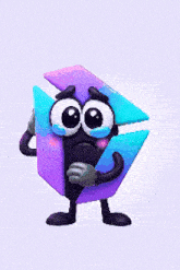 a cartoon character with big eyes and arms and legs