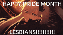 a poster that says happy pride month lesbians with a picture of a girl
