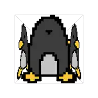 a pixel art drawing of a knight 's helmet with yellow flame coming out of it .