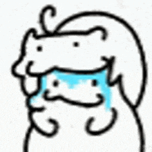 a black and white drawing of a cartoon character with tears coming out of its eyes .