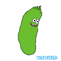 a cartoon drawing of a pickle with the name nikle 's pickles
