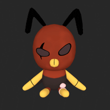 a 3d model of an ant with a yellow nose