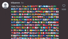 a display of flags with the name killyannnn on the bottom