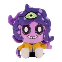 a stuffed animal with purple hair and a yellow jacket
