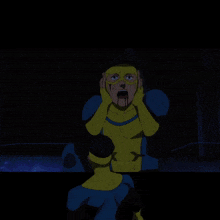 a close up of a cartoon character 's face with a black background and the name jaydenyzl on the bottom left