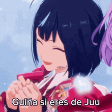 a picture of a girl with the words guina si eres de juju on the bottom
